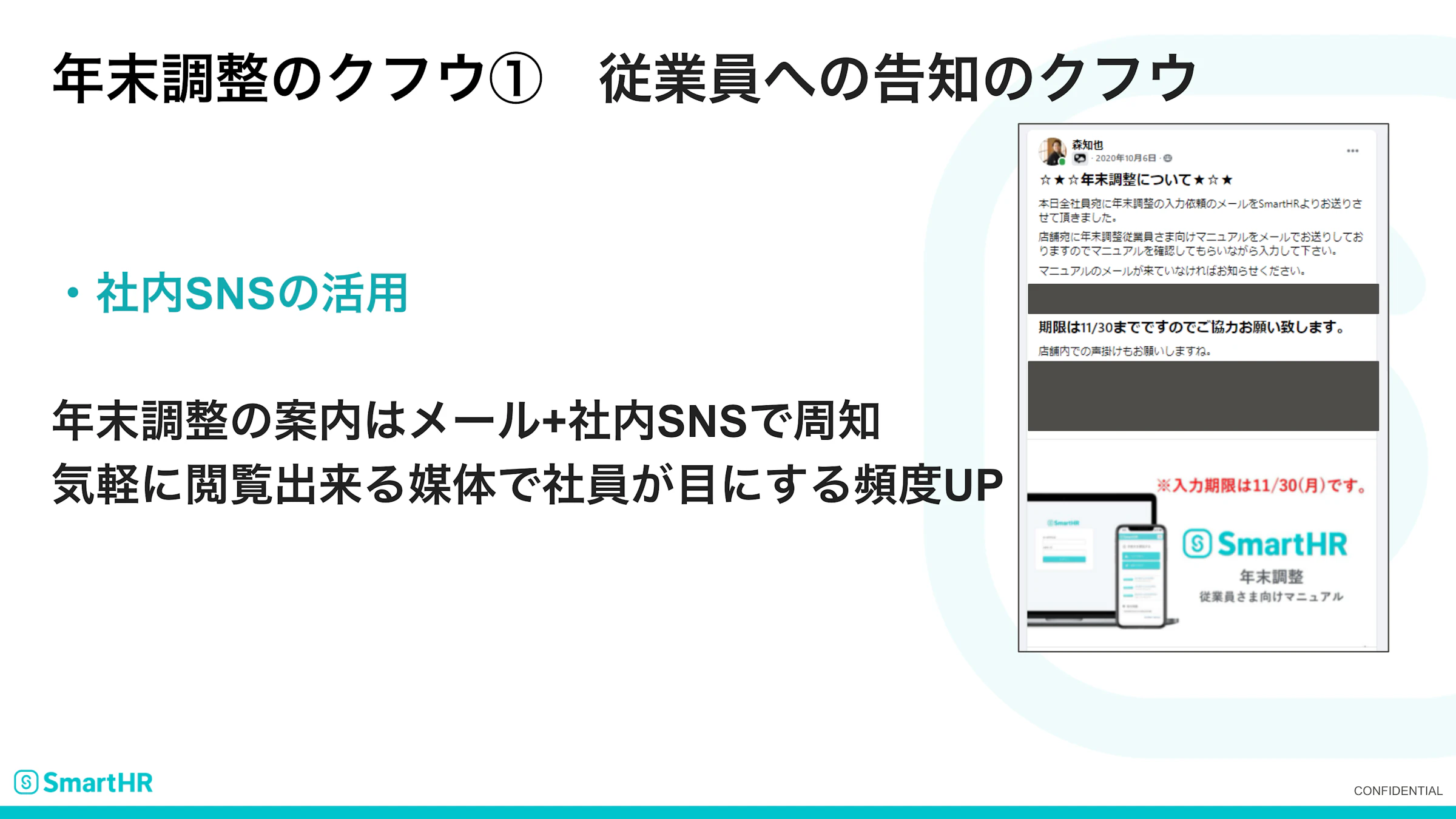従業員への告知のクフウ