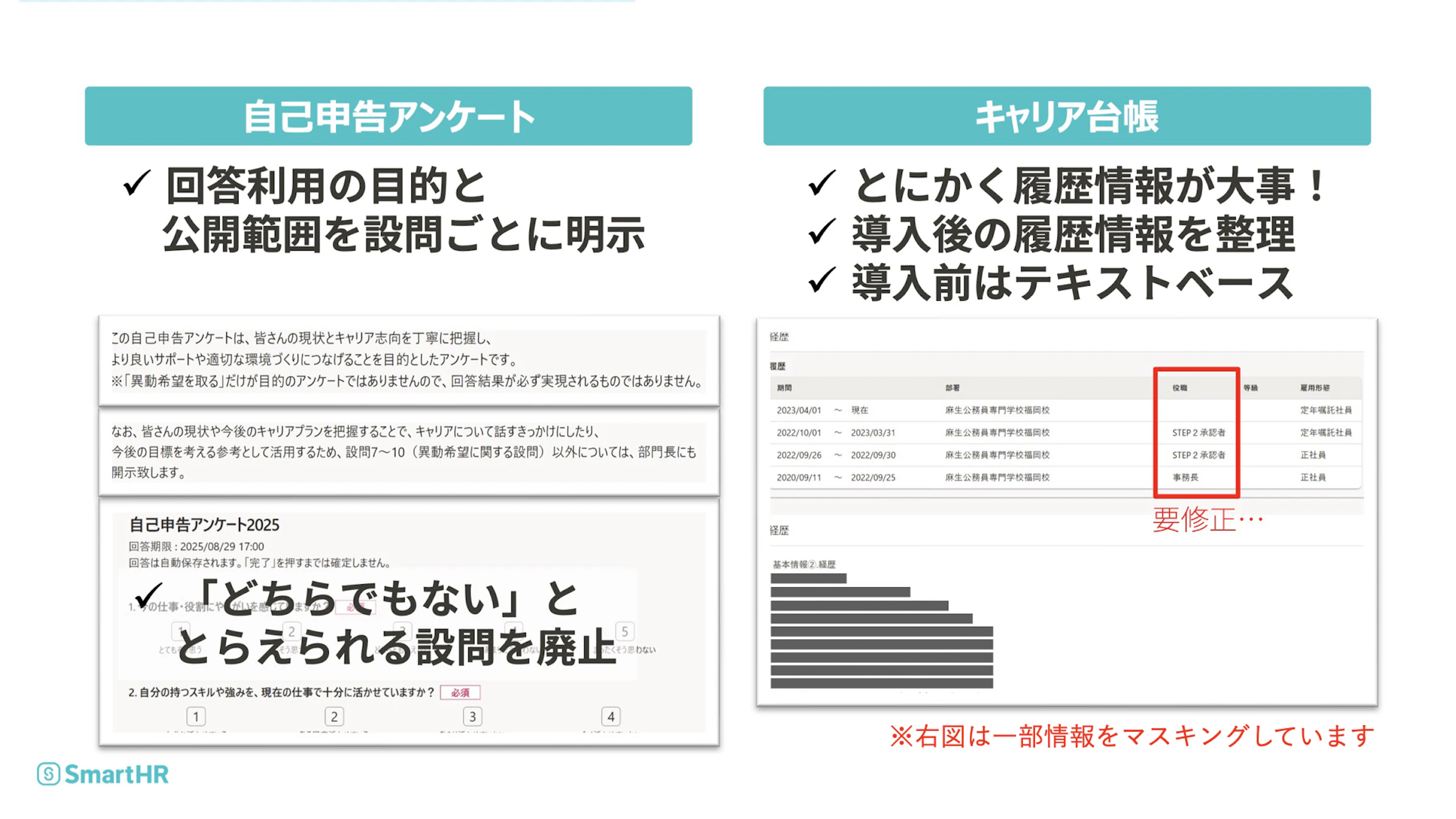 自己申告アンケートとキャリア台帳