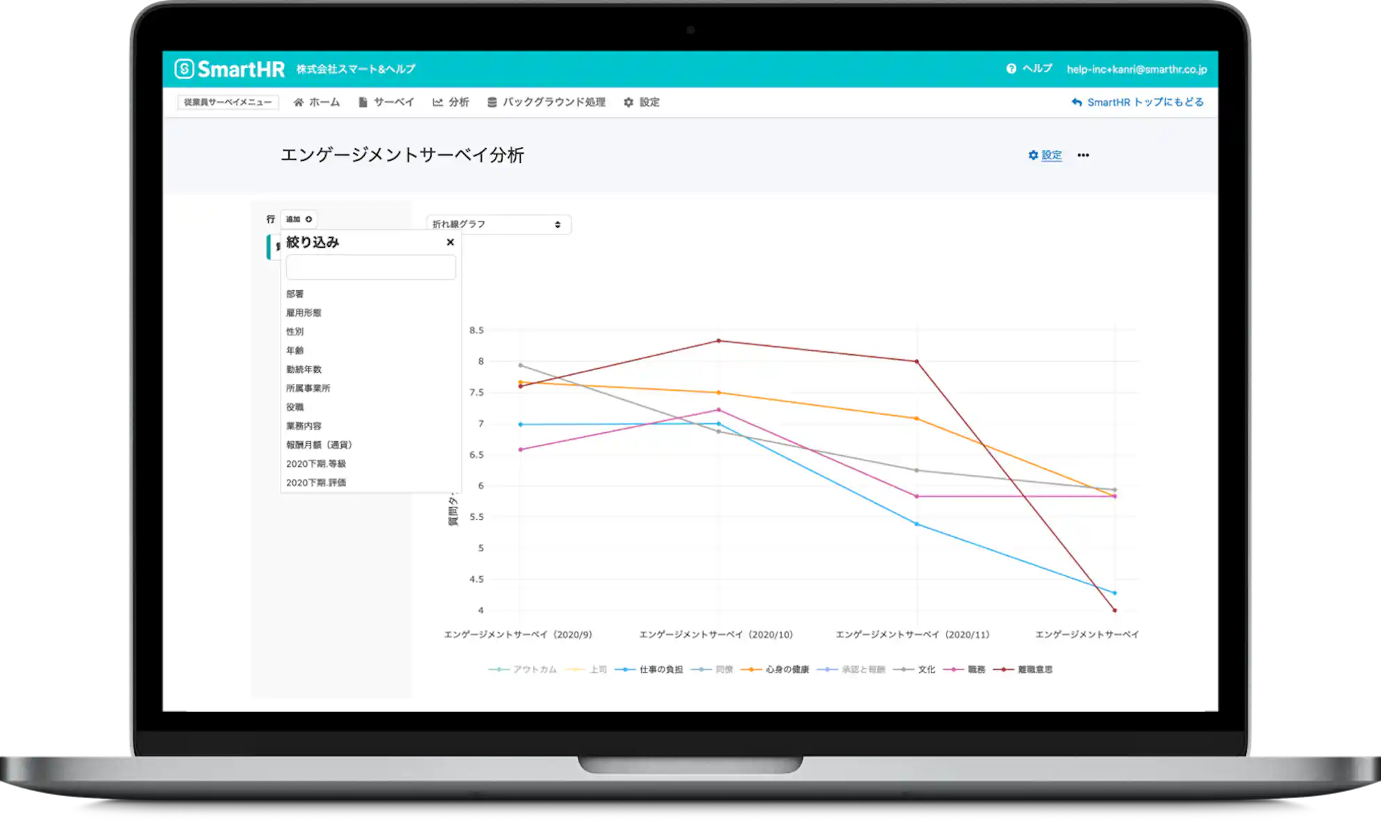 (従業員サーベイ画面イメージ)