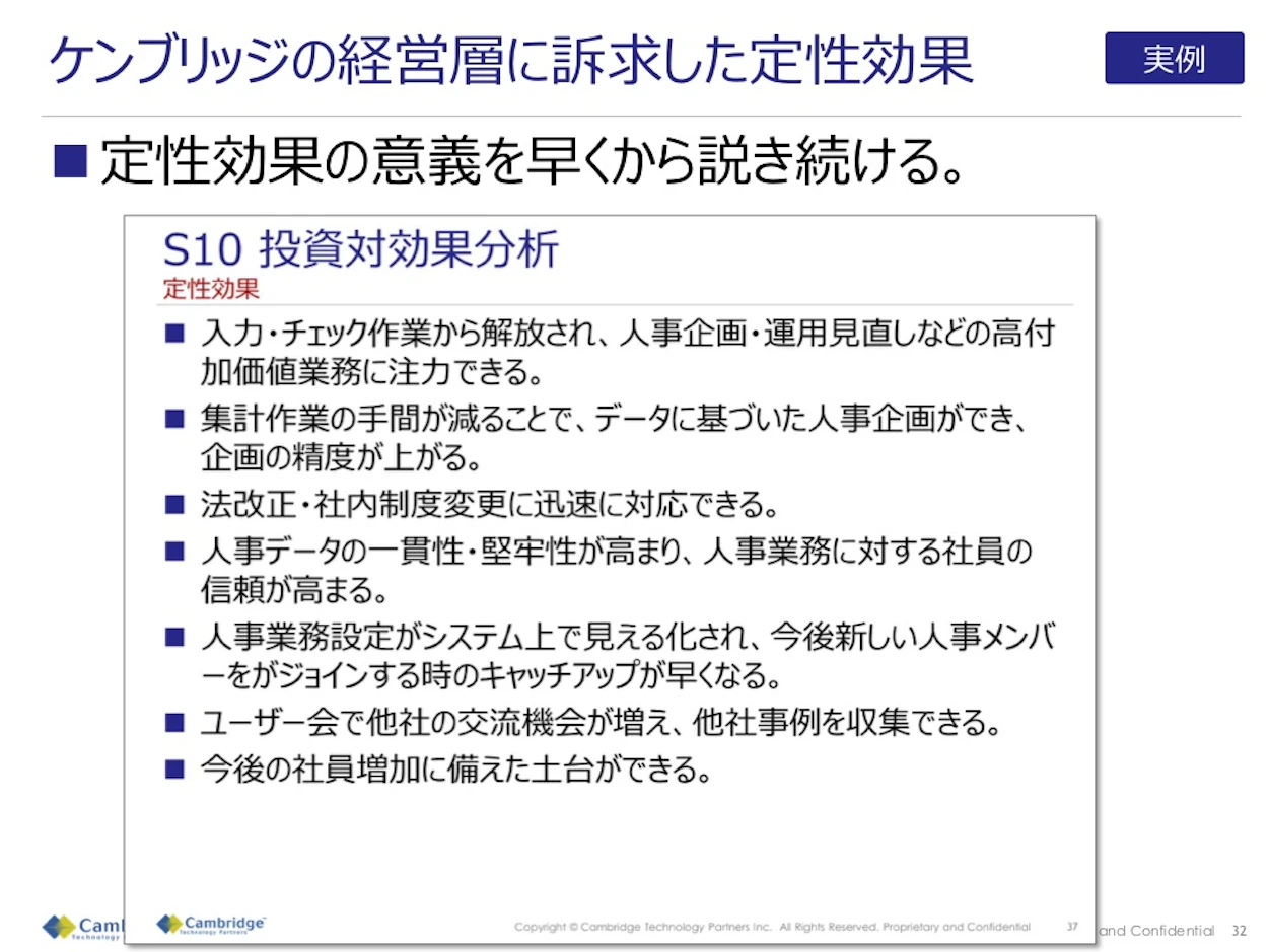 ケンブリッジの経営層に訴求した定性効果