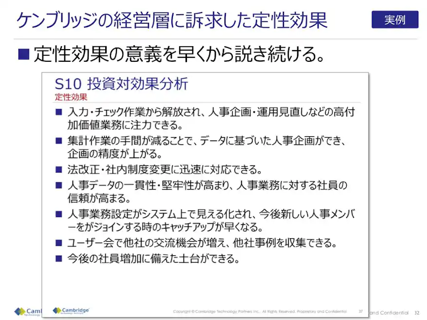 ケンブリッジの経営層に訴求した定性効果