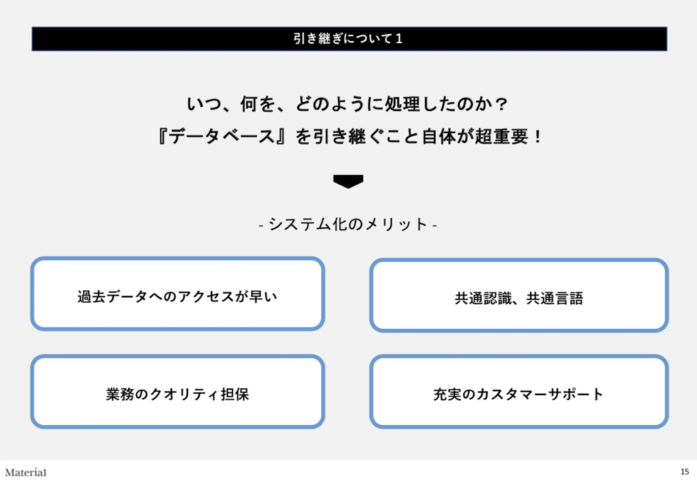 データベースを引き継ぐこと自体が超重要　システム化のメリット