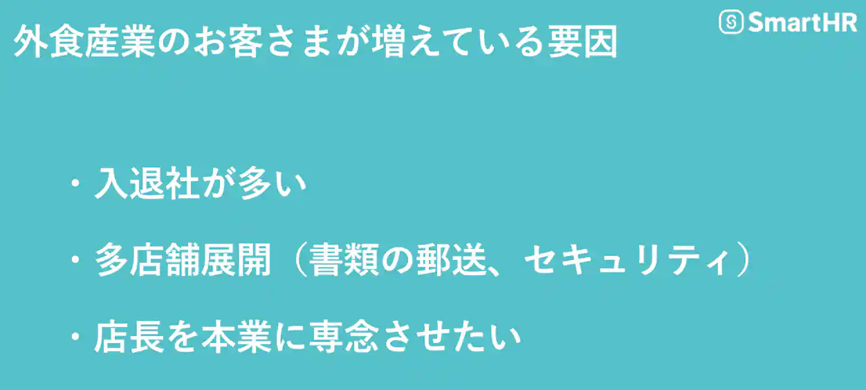 外食産業のお客様が増えている要因