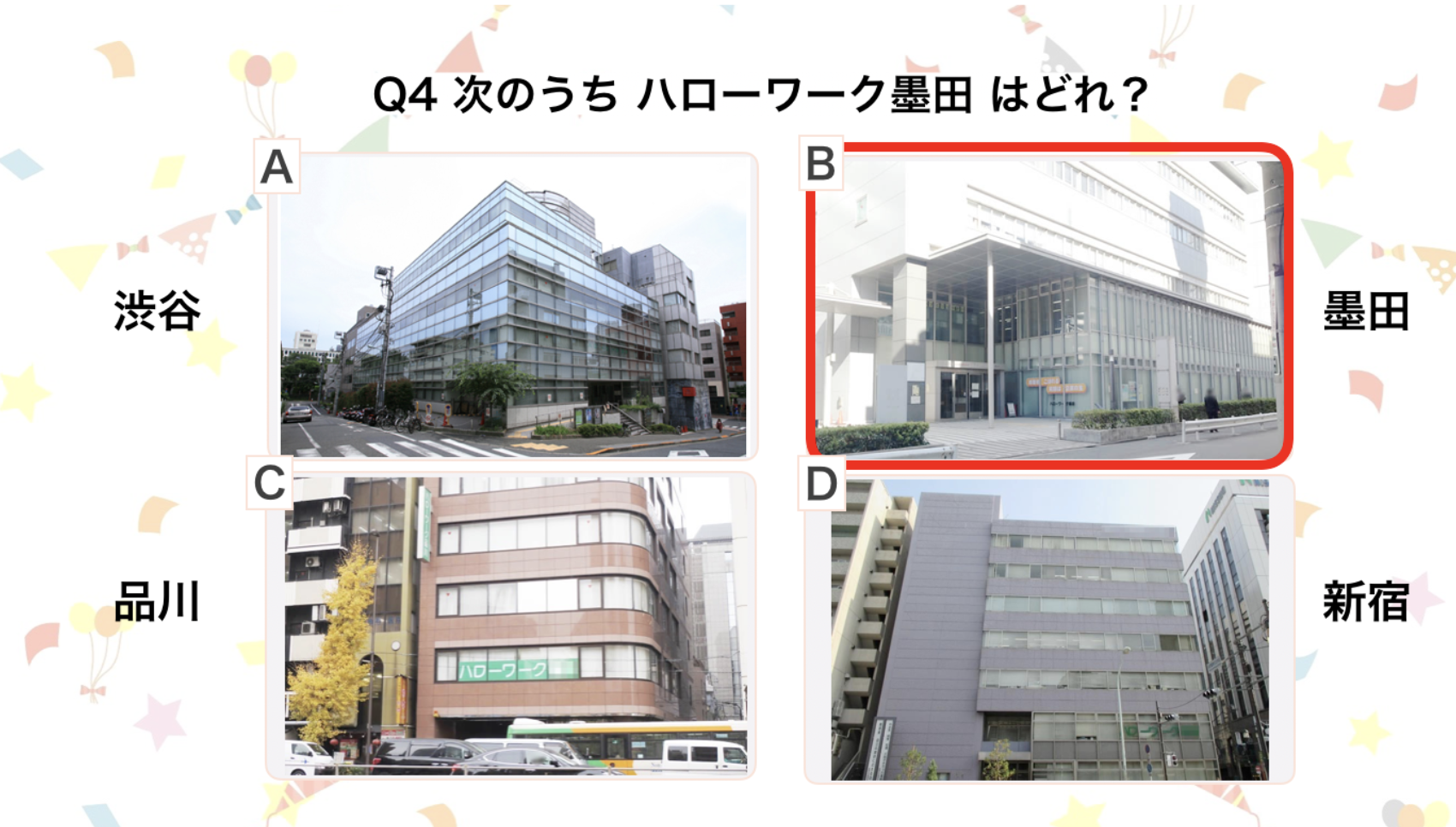 次のうちハローワーク墨田はどれ？の回答
