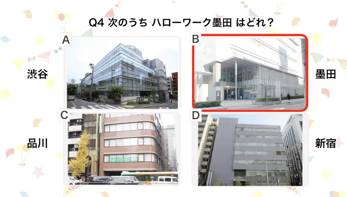 次のうちハローワーク墨田はどれ?の回答