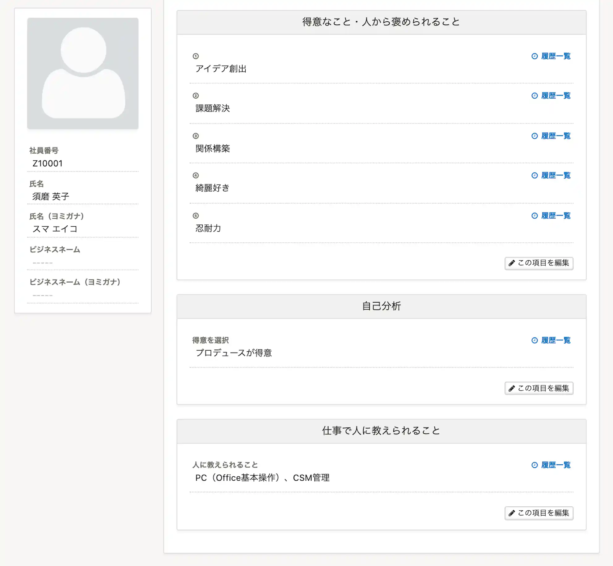 わかさ生活社が入社時に収集している項目のイメージ図