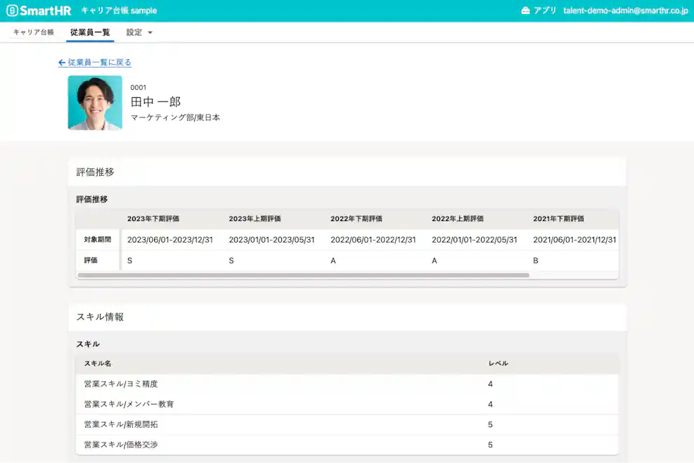 キャリア台帳のサービス画面イメージを拡大した画像