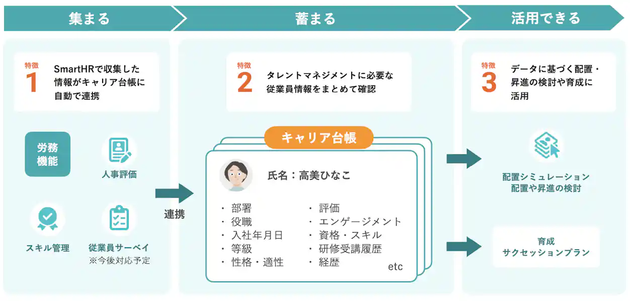 キャリア台帳の運用イメージと特徴を表した図