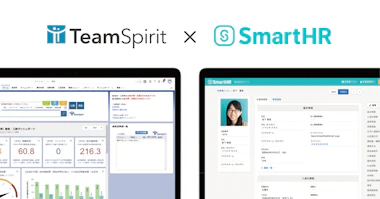 TeamSpiritのロゴ・サービス画面と、SmartHRのロゴ・サビース画面