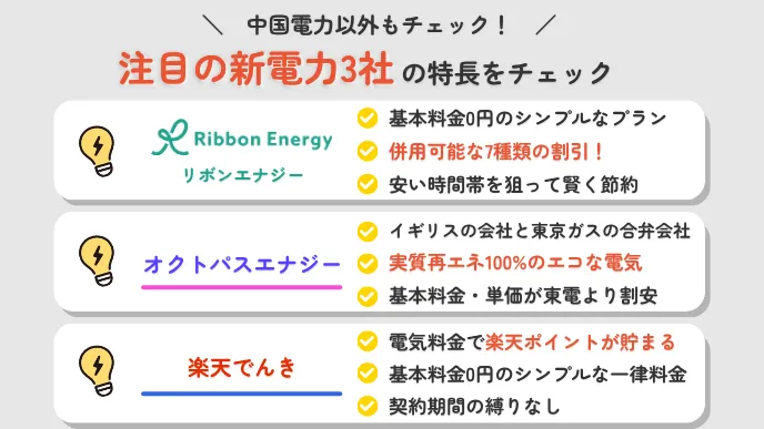 新電力3社の特徴
