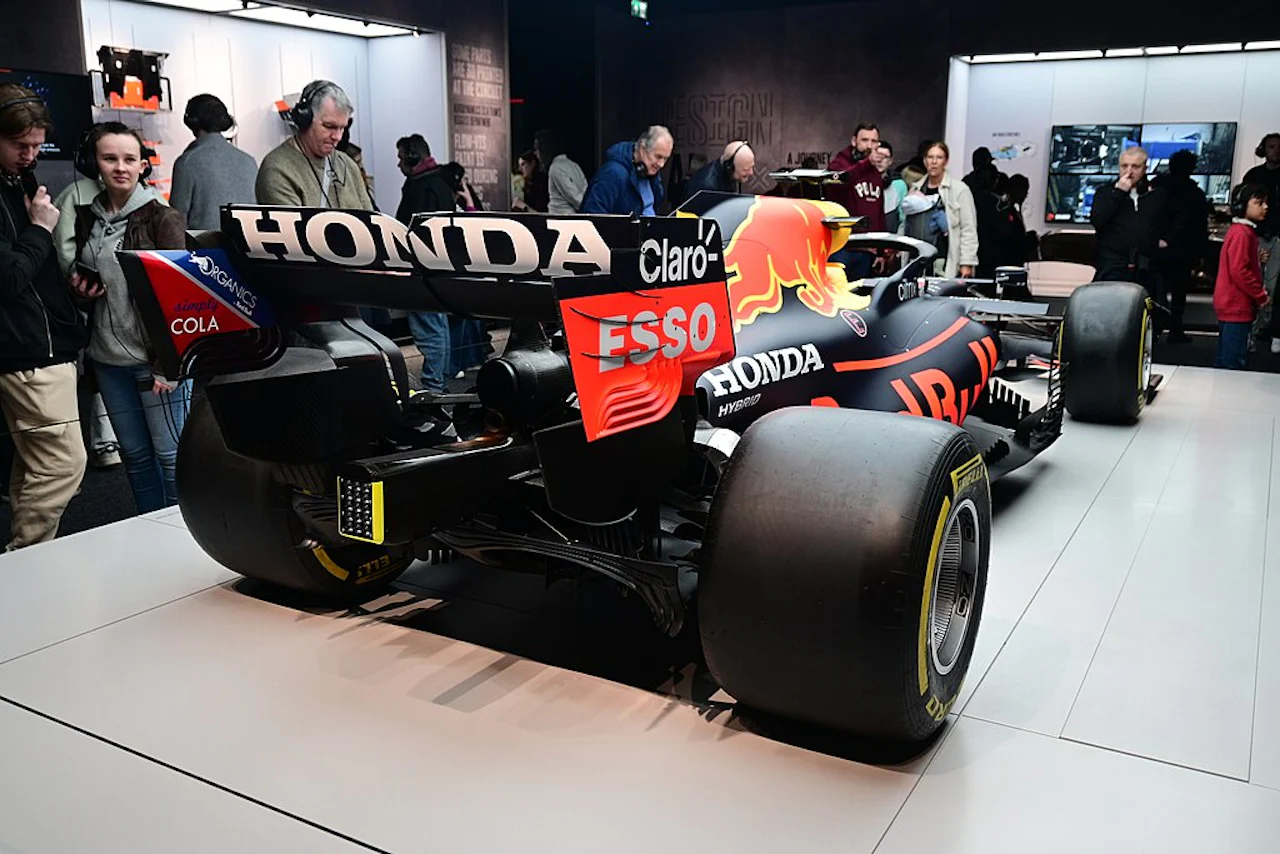 Max Verstappen's 2021 Red Bull RB16B, winner of the 2021 World Driver's Championship, on display at the Formula 1 Exhibition in London