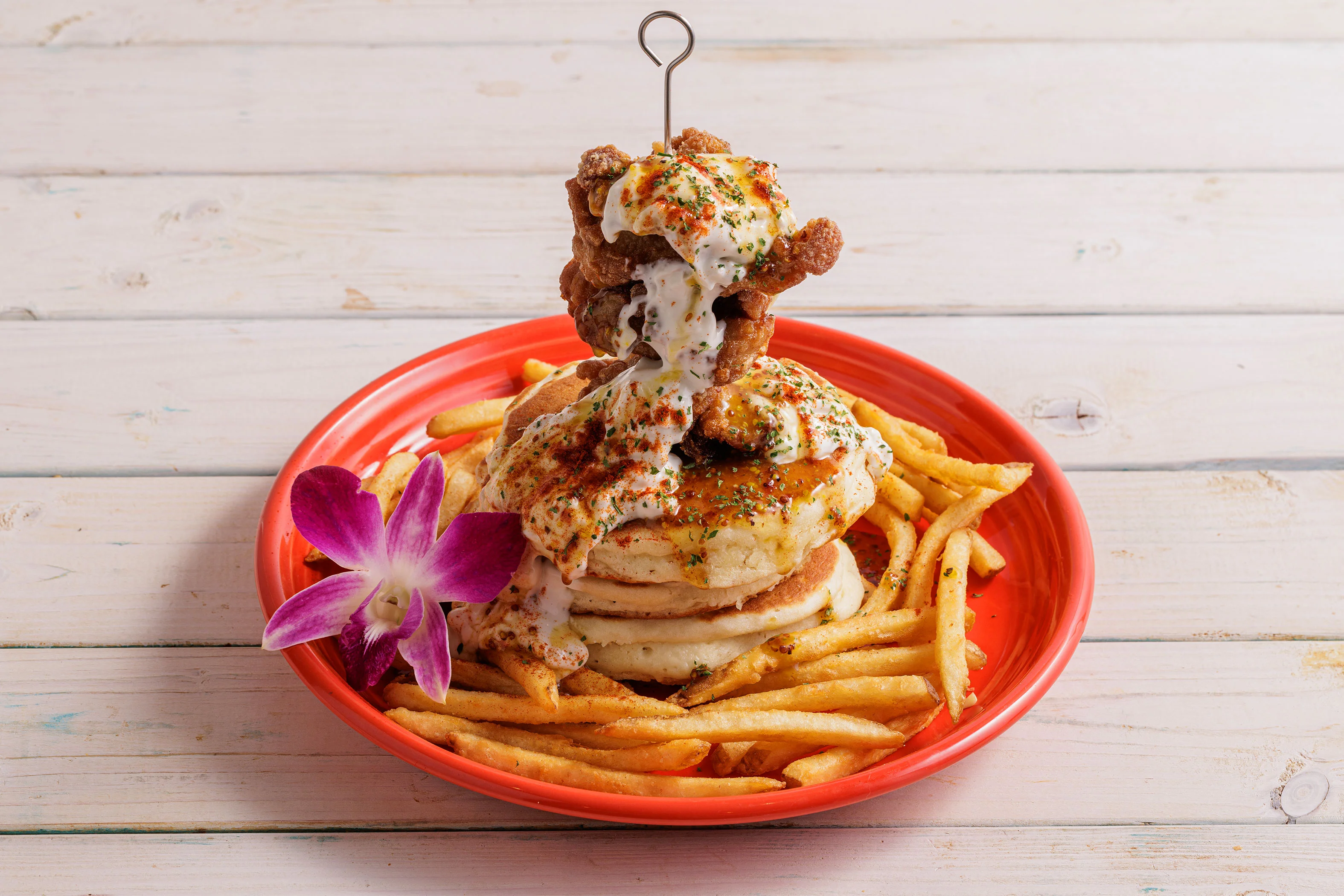 ハニーマスタードモチコチキンパンケーキ