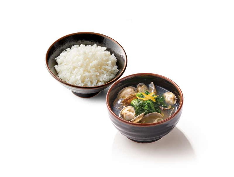 <p>冷製スープセット</p><ul><li>たっぷりあさりの冷製スープ</li><li>ご飯</li></ul>
