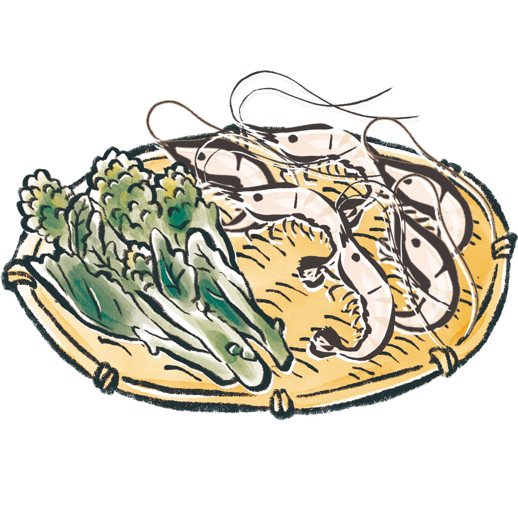 白海老と菜の花のかき揚げ