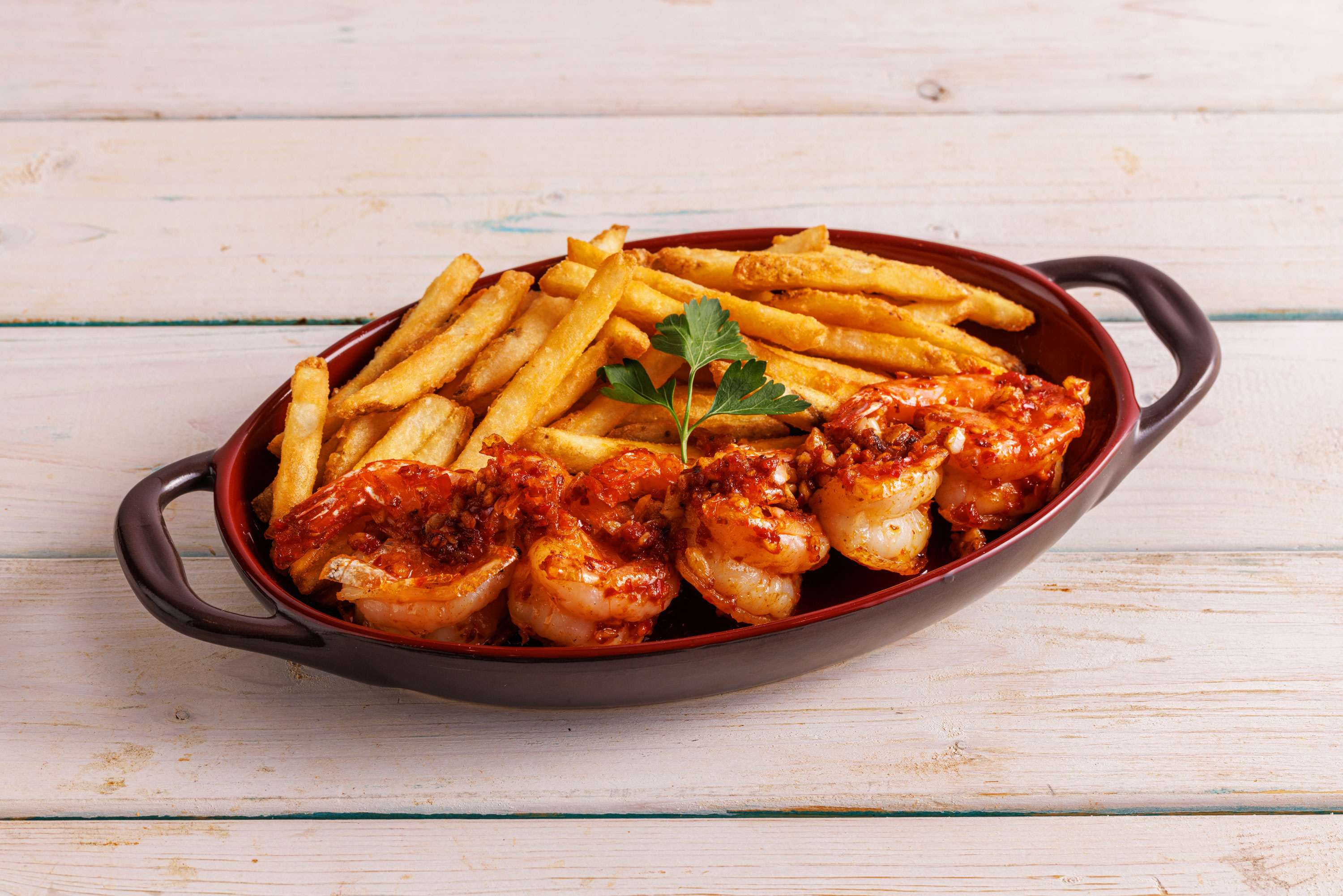 スパイシーガーリックシュリンプ＆フレンチフライ