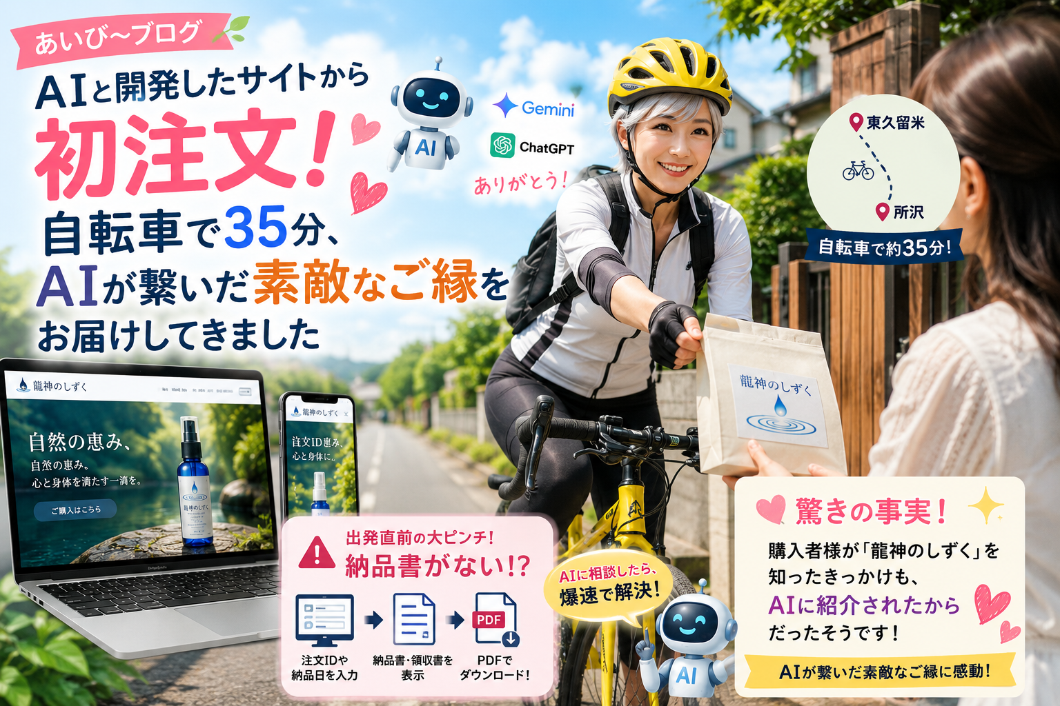 AIと開発したサイトから初注文！自転車で35分、AIが繋いだ素敵なご縁をお届けしてきました
