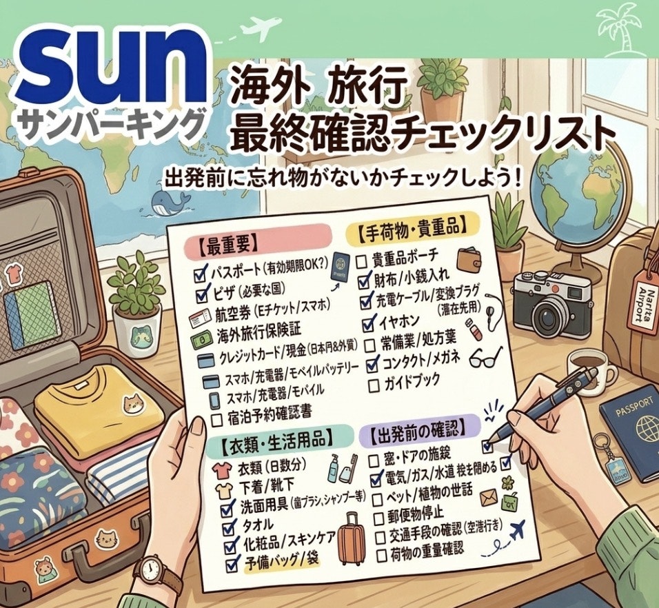 サンパーキング海外旅行最終チェック