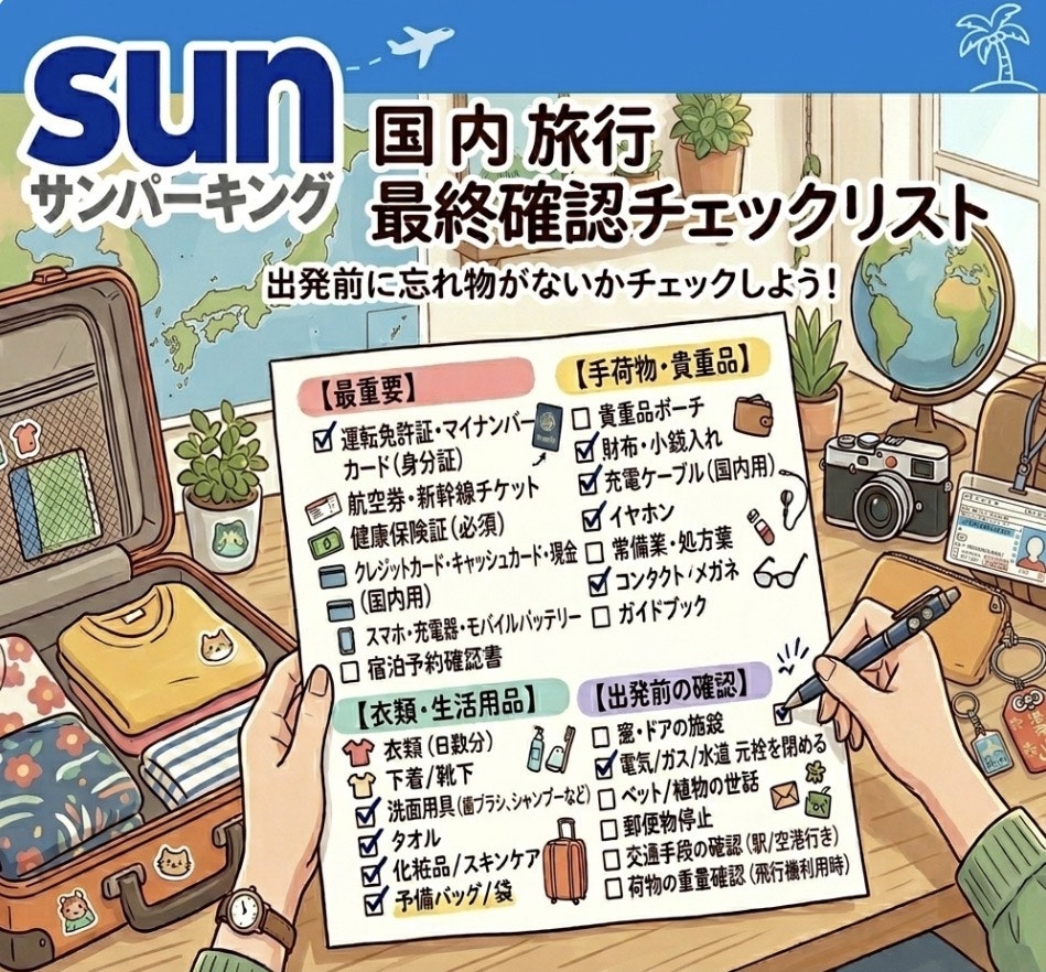 サンパーキング国内旅行最終チェック