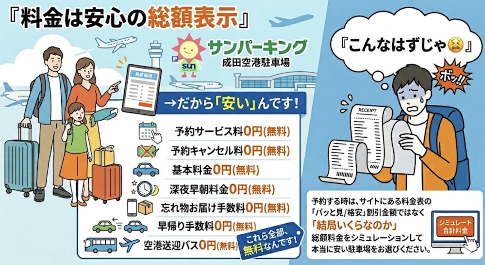 成田空港駐車場サンパーキングは安いんです