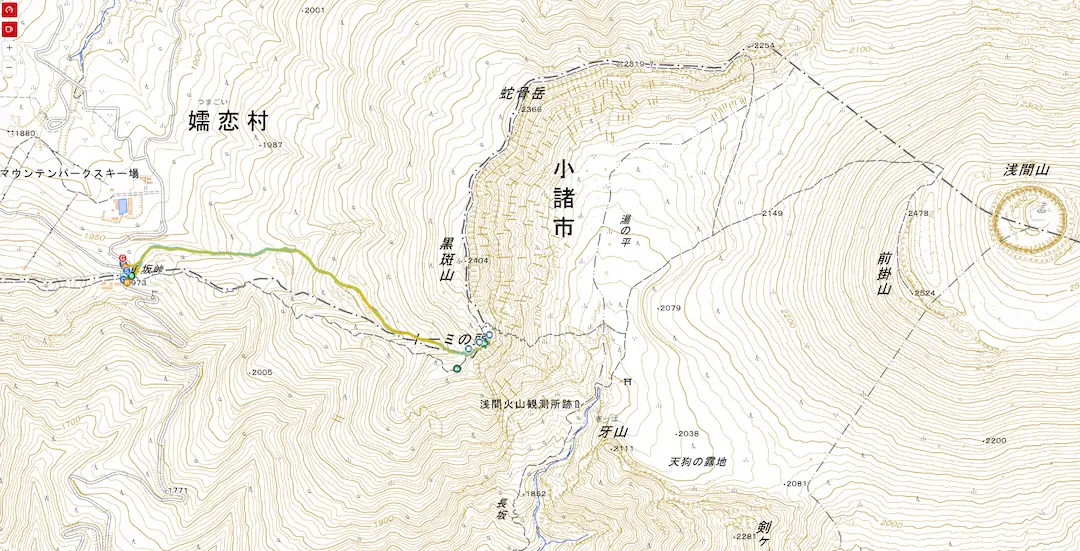 黒斑山　登山ルート