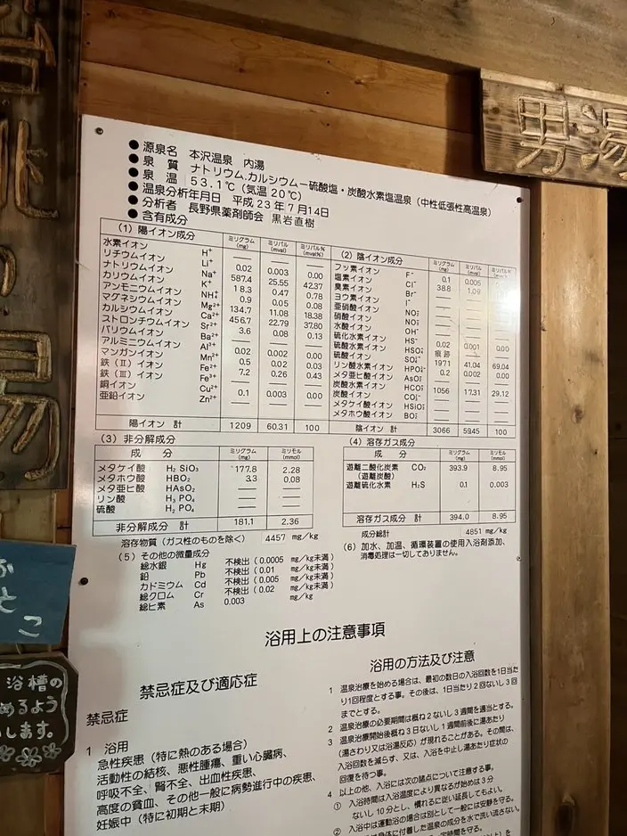 本沢温泉　内湯「苔桃の湯」　泉質