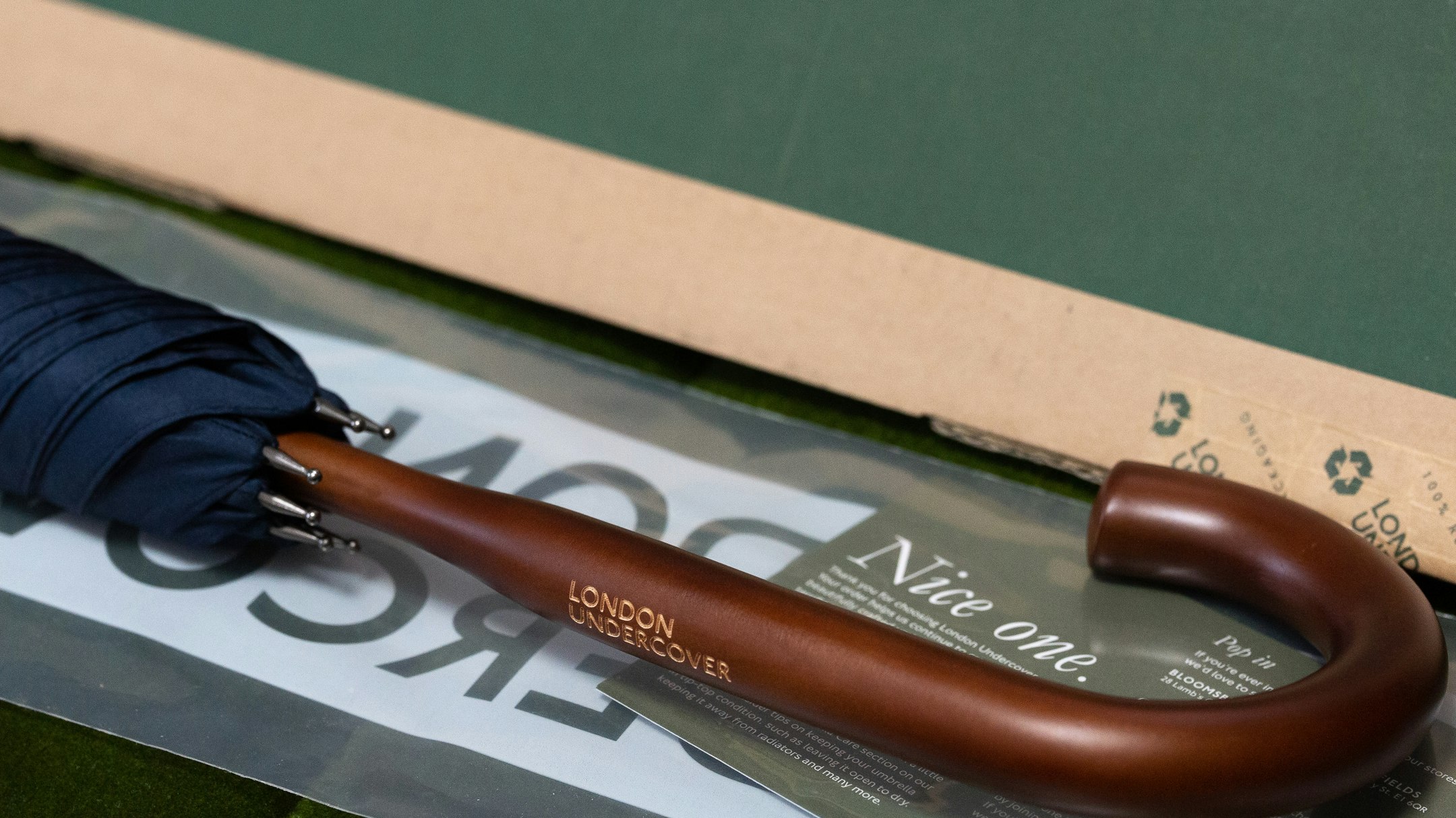 London Undercover Navy / Polka Dot Classic Umbrella