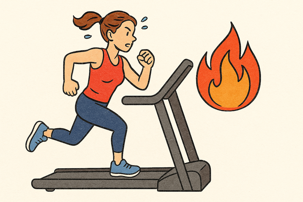 HIITトレーニングを行う女性のイラスト