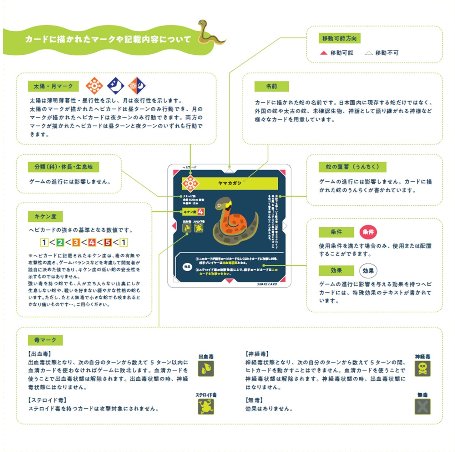 ヘビは脛イク 説明書デザイン