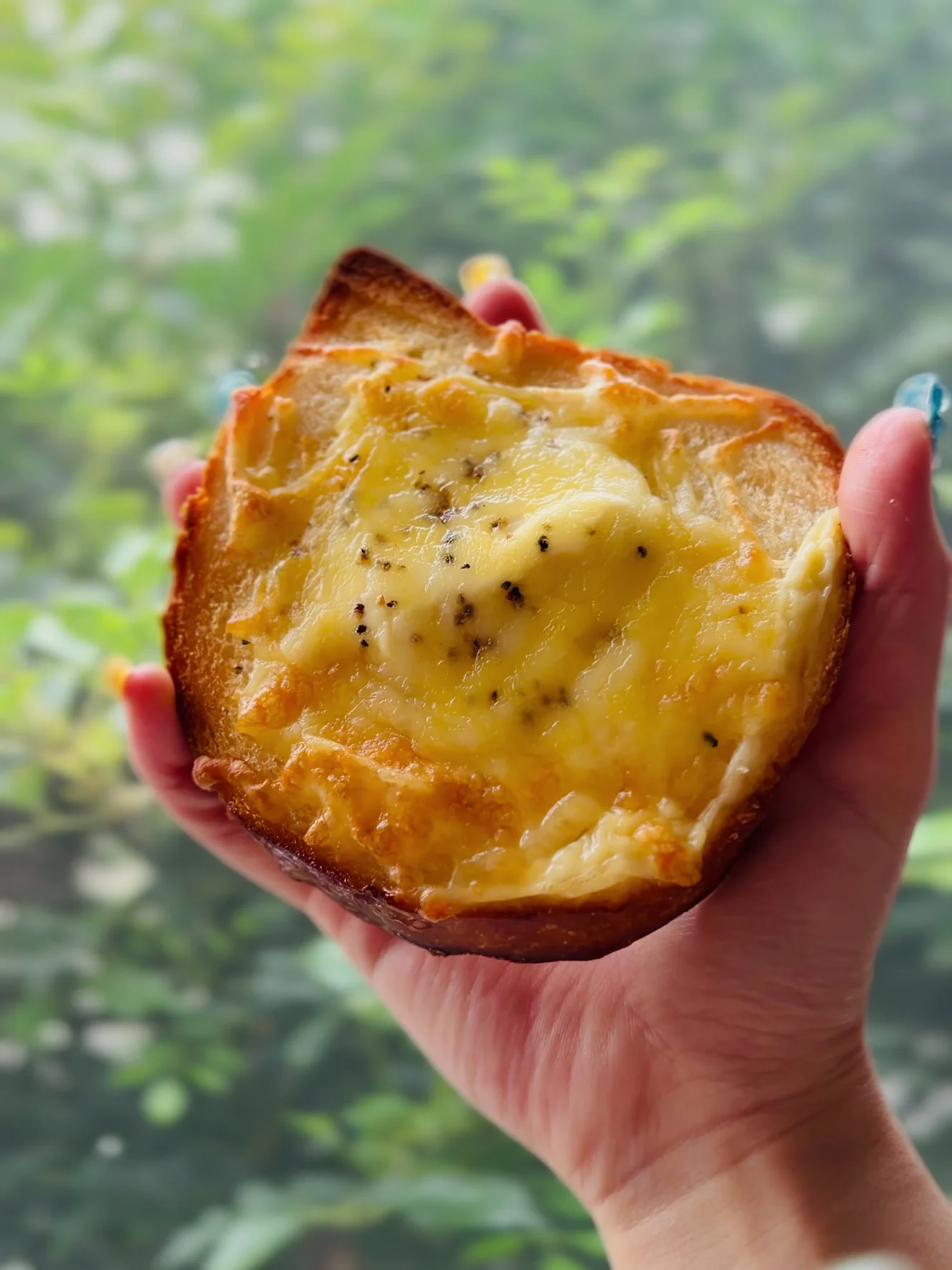 ハニーチーズ。厚切りの食パンの真ん中にクリームチーズが入っている