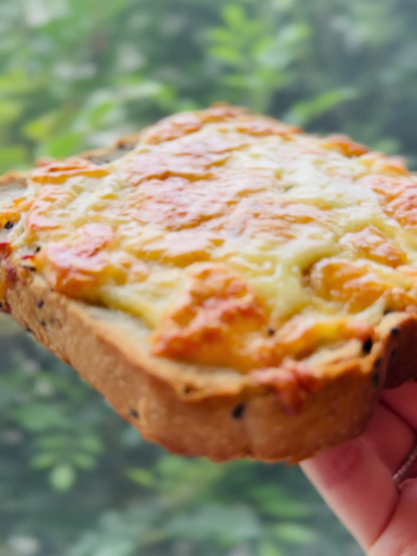 ごまチーズ。ごまの生地にチーズがのっている