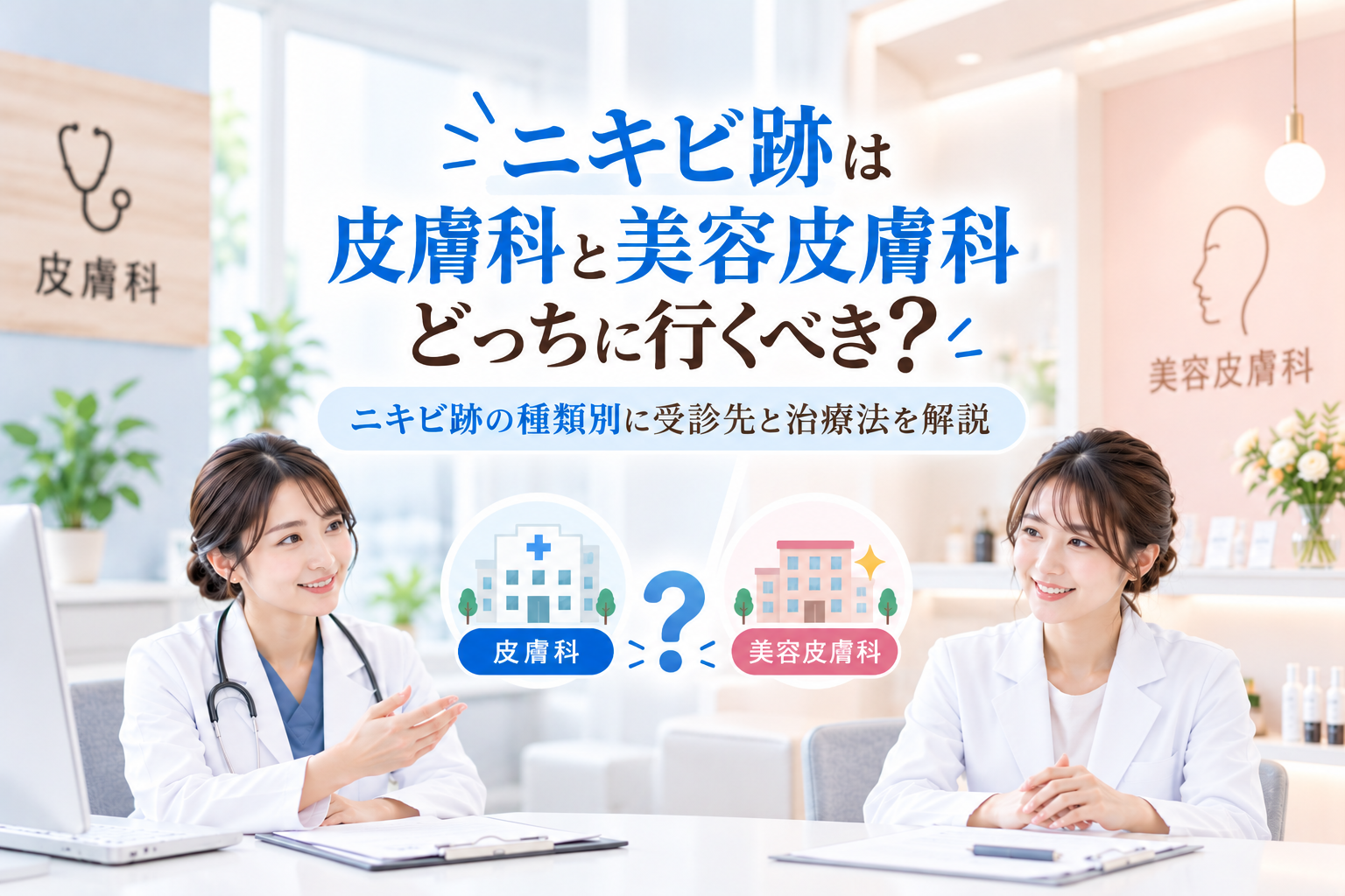 ニキビ跡は皮膚科と美容皮膚科どっちに行くべき？ニキビ跡の種類別に受診先と治療法を解説