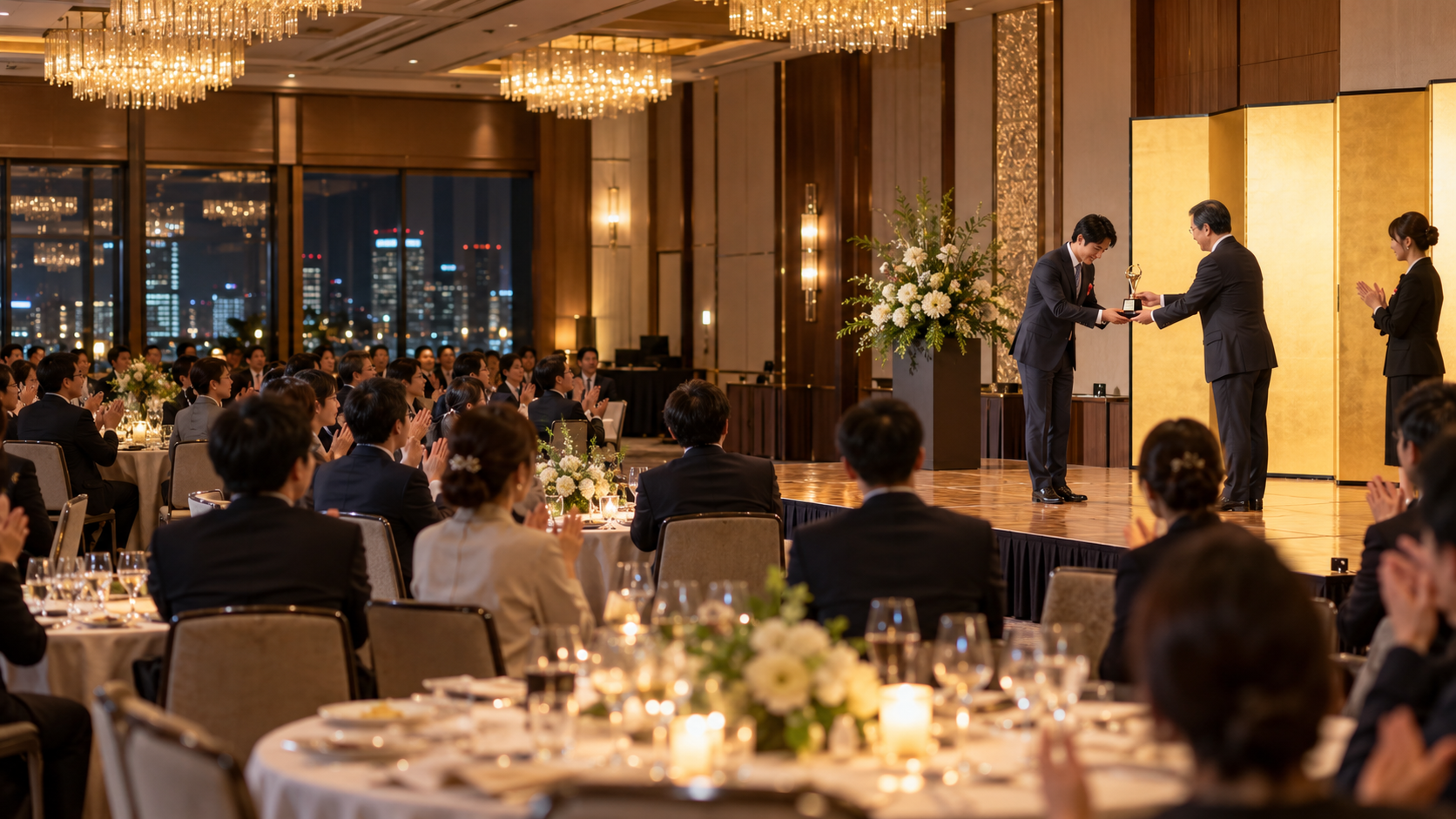 納会の会場で行われる社内表彰