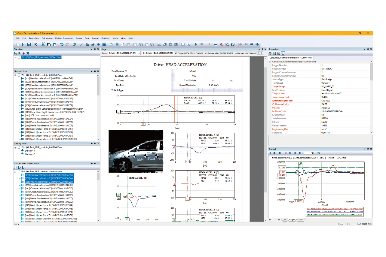 Main Specifications : Crash Testing Analysis Software - Product | KYOWA