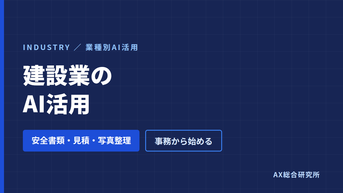 建設業のAI活用｜安全書類・見積・写真整理から始める
