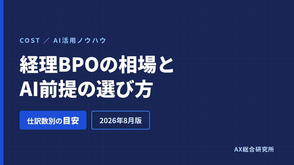 経理BPOの相場と、AIを前提にした選び方