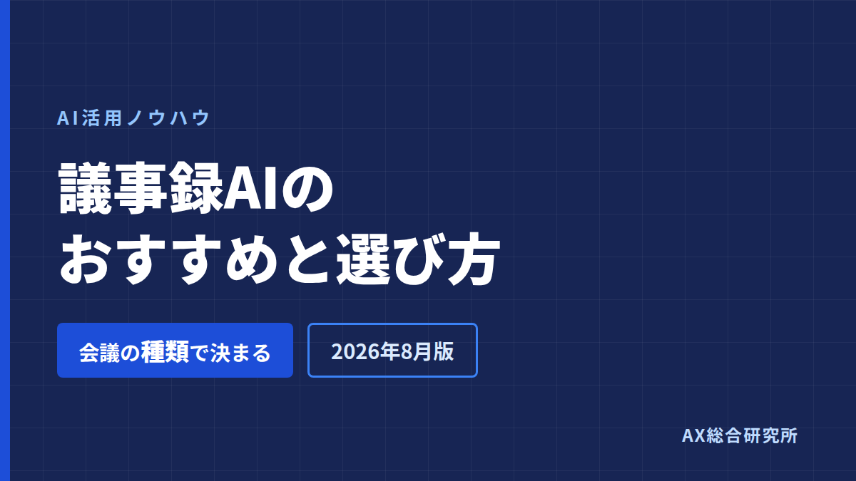 議事録AIのおすすめと選び方｜2026年8月版