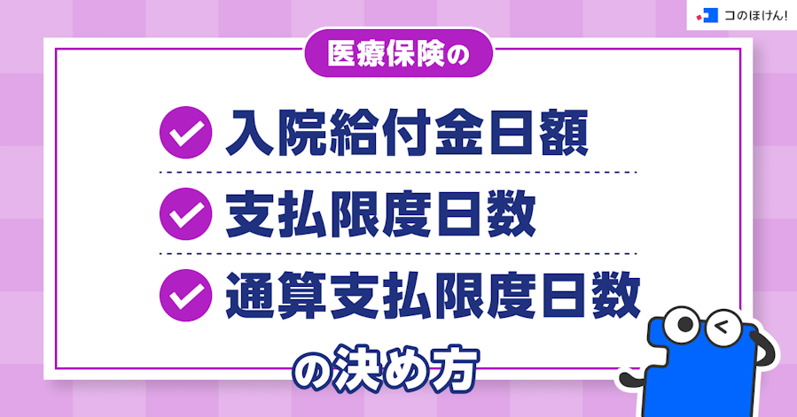 医療保険の入院給付金日額と支払限度日数・通算支払限度日数の決め方