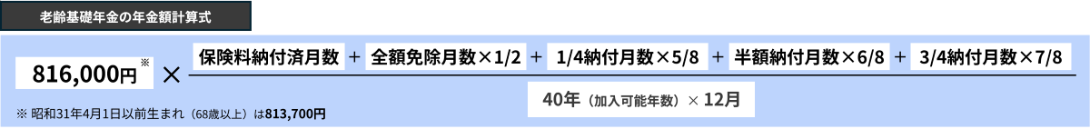 老齢基礎年金の年金額計算式