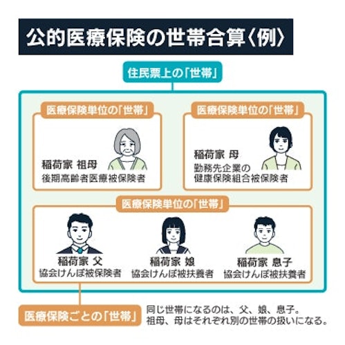 公的医療保険の世帯合算<例>