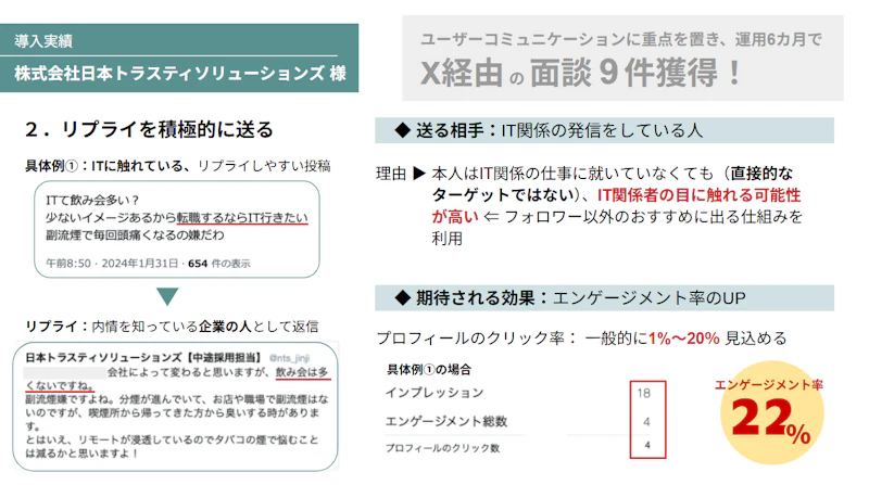 採用面談9件を獲得につながったリプライ戦略
