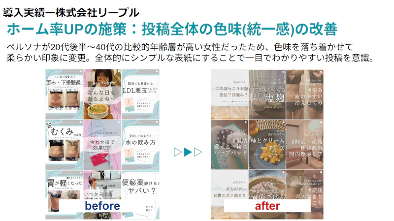 エステサロンのInstagram改善事例のスライド資料