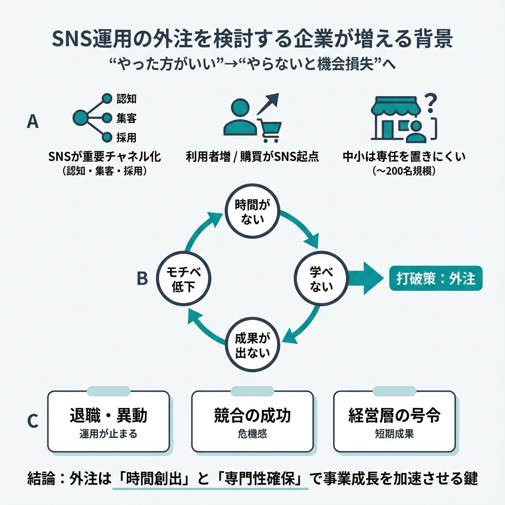 SNS運用の外注を検討する企業が増える背景