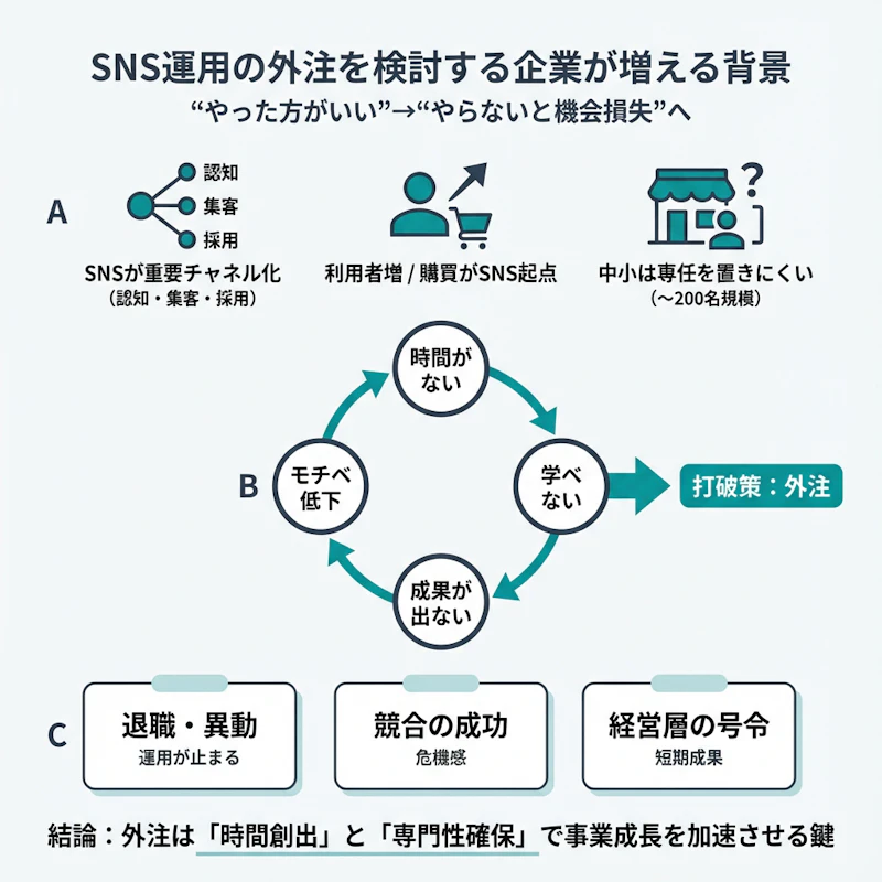 SNS運用の外注を検討する企業が増える背景
