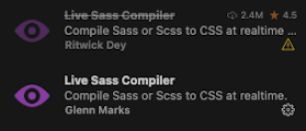 新旧のLive Sass Compilerを並べた画像