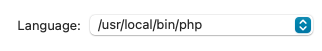 AlfredのワークフローのLanguage欄に「/usr/local/bin/php」と表示されている