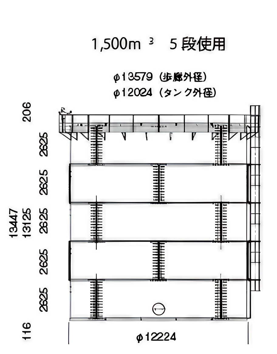 円形組立タンクφ12,000タイプ 1,500m³5段の画像