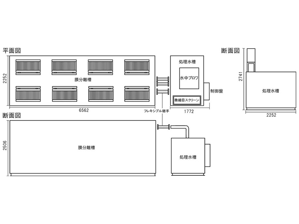 膜分離槽処理水槽一体型200tタイプの画像