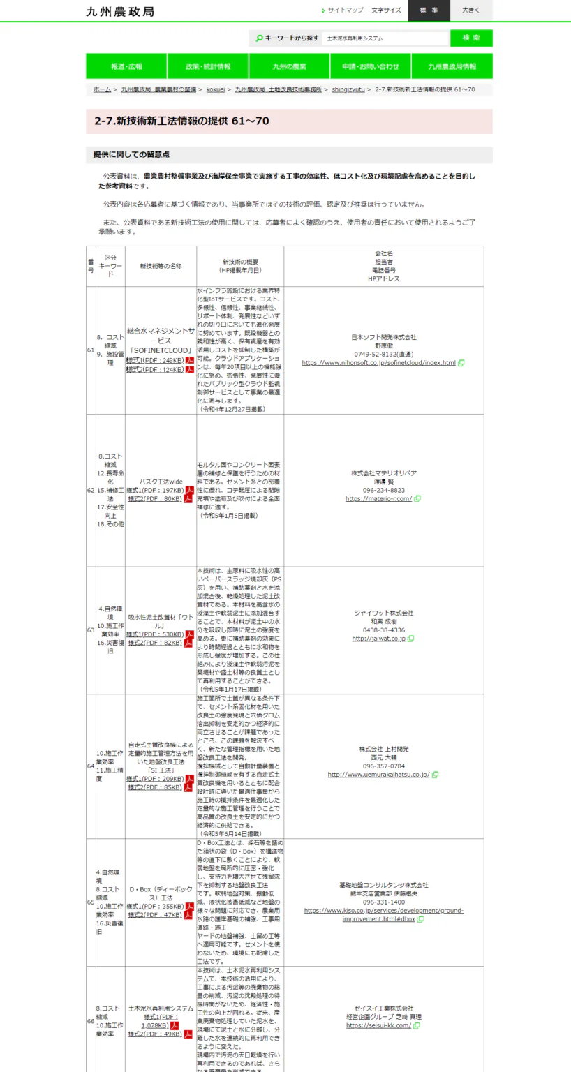 九州農政局が運営するサイトに弊社の技術が掲載されました。