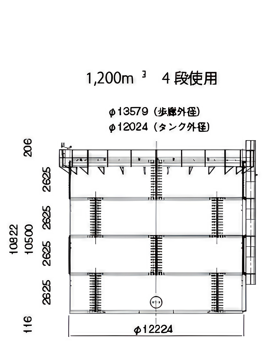 円形組立タンクφ12,000タイプ 1,200m³4段の画像