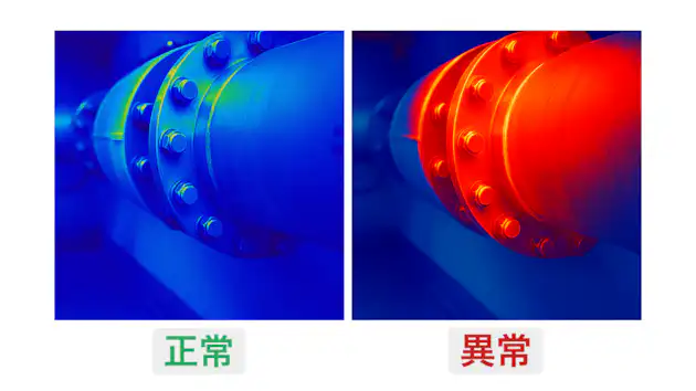 溶融・油漏れ・火災を未然に防ぐため、掘削機のフランジ部の高温異常を検知